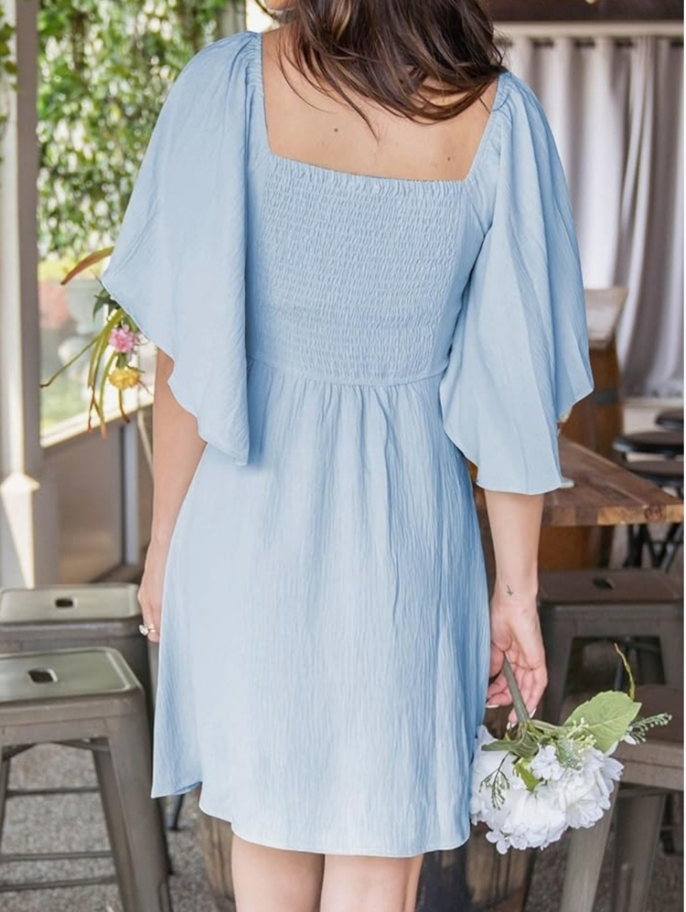 Light Blue Tie-Front Summer Dress - Picture 2 of 10